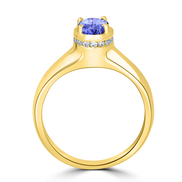 0.5ct Oval Tanzanite Ring with 0.13 cttw Diamond