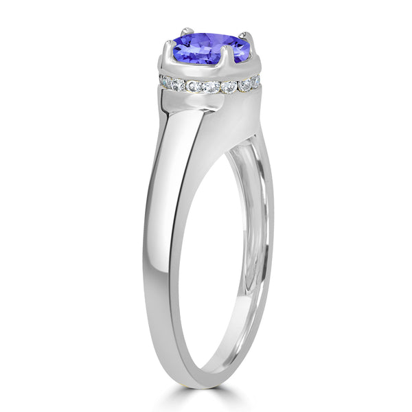 0.5ct Oval Tanzanite Ring with 0.13 cttw Diamond