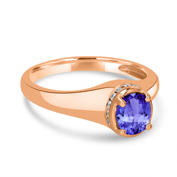 0.5ct Oval Tanzanite Ring with 0.13 cttw Diamond