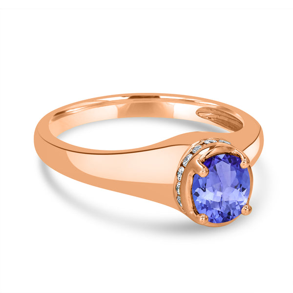 0.5ct Oval Tanzanite Ring with 0.13 cttw Diamond