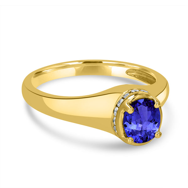 0.5ct Oval Tanzanite Ring with 0.13 cttw Diamond