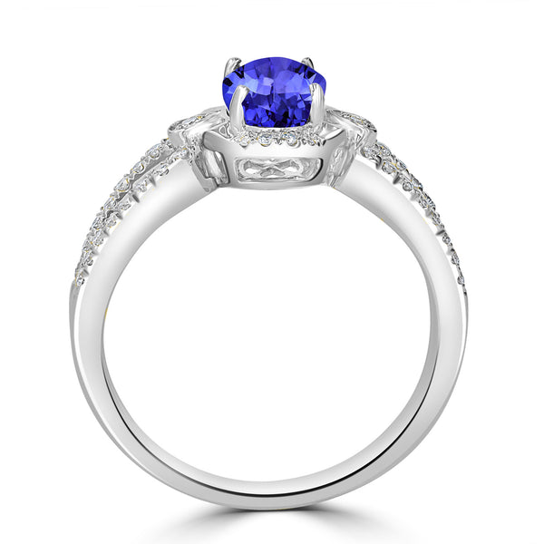 0.98ct Oval Tanzanite Ring with 0.24 cttw Diamond