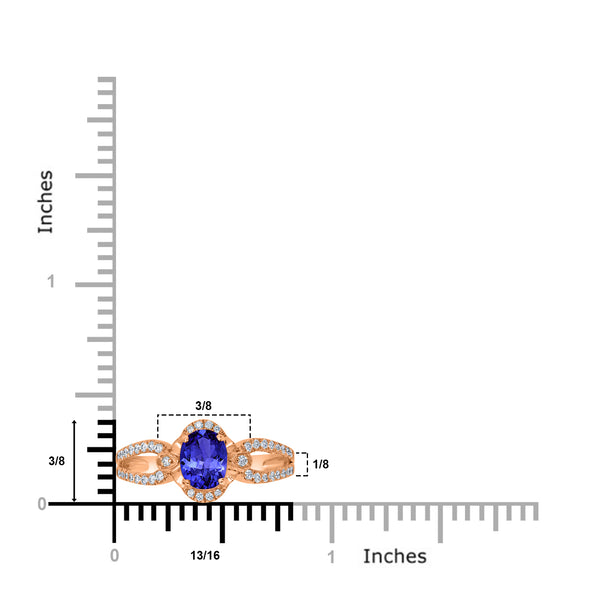 0.98ct Oval Tanzanite Ring with 0.24 cttw Diamond