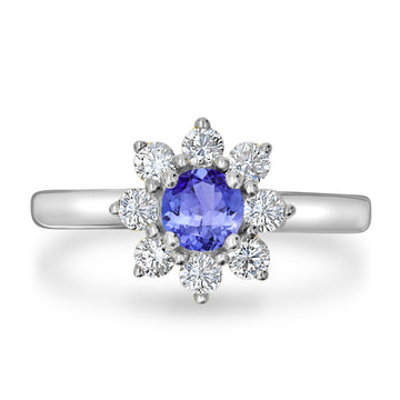 0.56ct Round Tanzanite Ring with 0.48 cttw Diamond