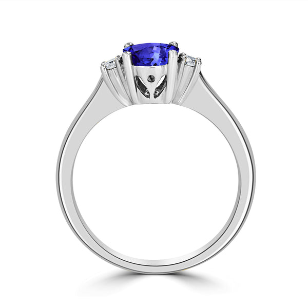 0.9ct Round Tanzanite Ring with 0.09 cttw Diamond