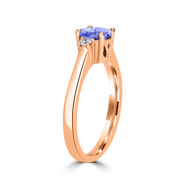 0.9ct Round Tanzanite Ring with 0.09 cttw Diamond