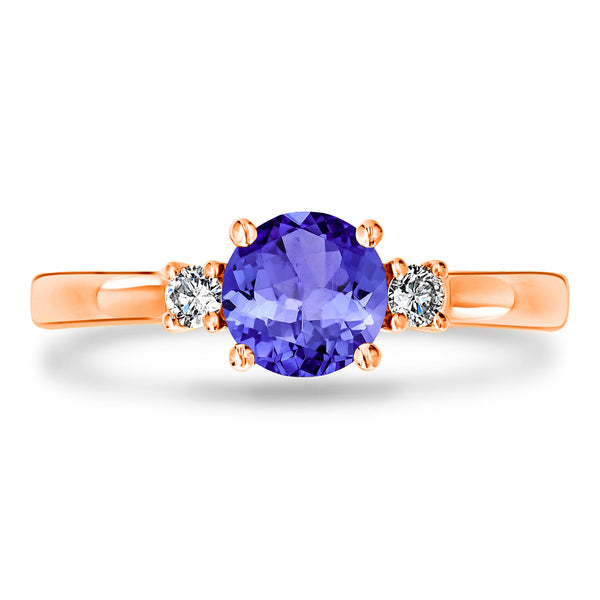 0.9ct Round Tanzanite Ring with 0.1 cttw Diamond