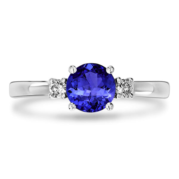 0.9ct Round Tanzanite Ring with 0.1 cttw Diamond