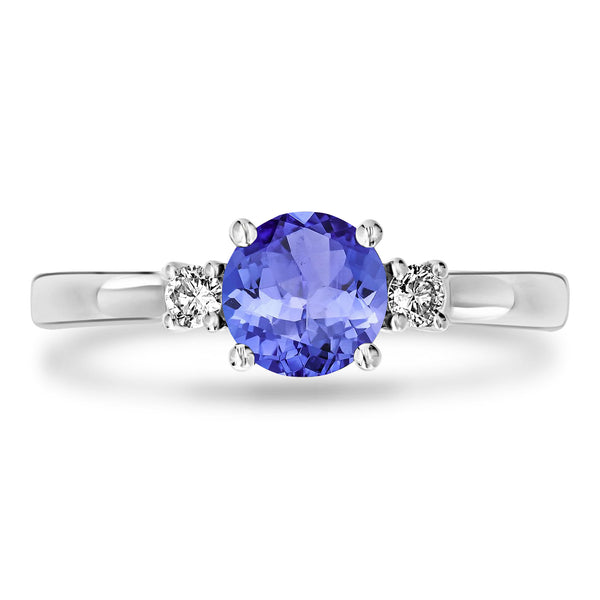 0.9ct Round Tanzanite Ring with 0.1 cttw Diamond