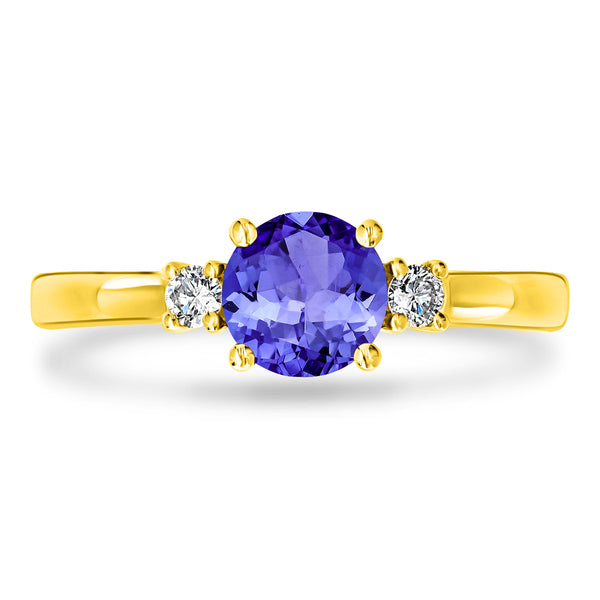 0.9ct Round Tanzanite Ring with 0.1 cttw Diamond