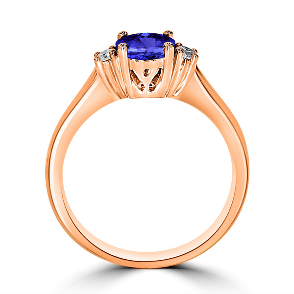 0.9ct Round Tanzanite Ring with 0.1 cttw Diamond