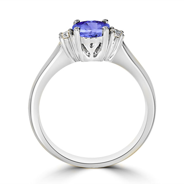 0.9ct Round Tanzanite Ring with 0.1 cttw Diamond