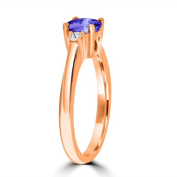 0.9ct Round Tanzanite Ring with 0.1 cttw Diamond