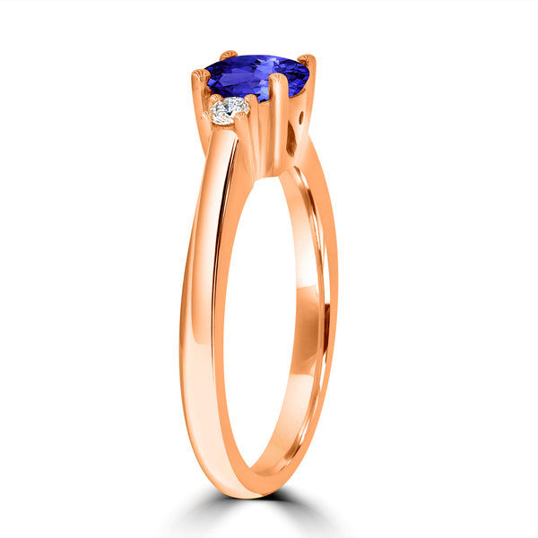 0.9ct Round Tanzanite Ring with 0.1 cttw Diamond