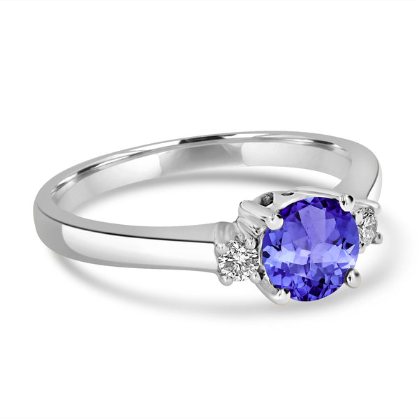 0.9ct Round Tanzanite Ring with 0.1 cttw Diamond