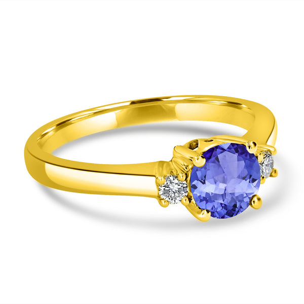 0.9ct Round Tanzanite Ring with 0.1 cttw Diamond