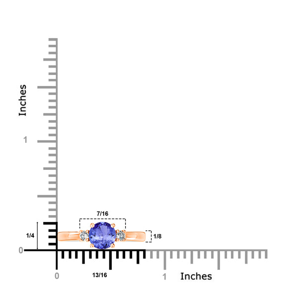 0.9ct Round Tanzanite Ring with 0.1 cttw Diamond