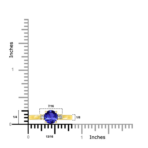 0.9ct Round Tanzanite Ring with 0.1 cttw Diamond