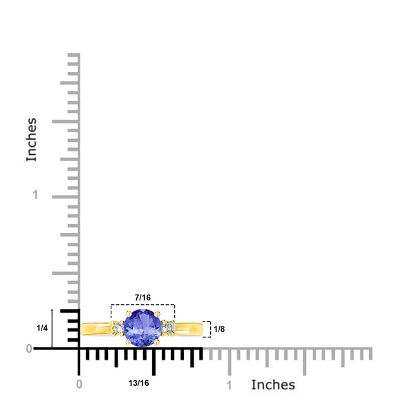 0.9ct Round Tanzanite Ring with 0.1 cttw Diamond