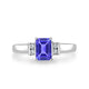 1.05ct Emerald Cut Tanzanite Ring with 0.09 cttw Diamond