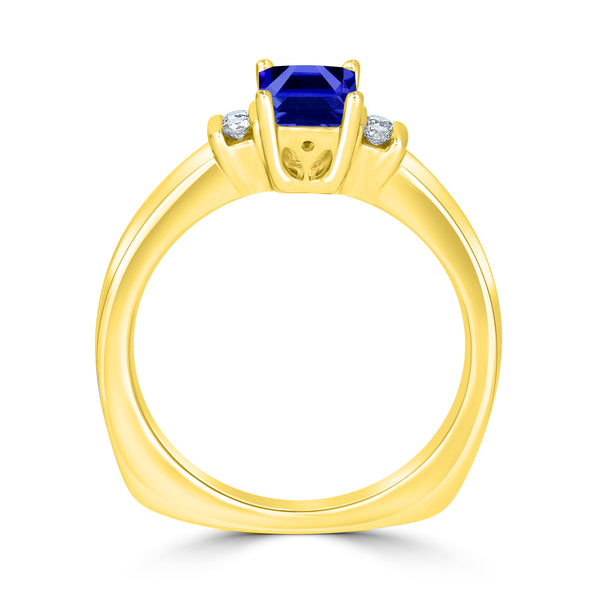 1.05ct Emerald Cut Tanzanite Ring with 0.09 cttw Diamond