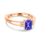 1.05ct Emerald Cut Tanzanite Ring with 0.09 cttw Diamond