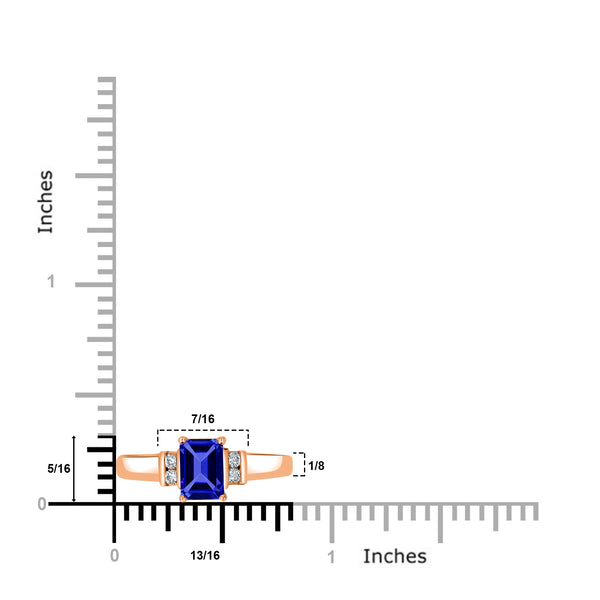 1.05ct Emerald Cut Tanzanite Ring with 0.09 cttw Diamond