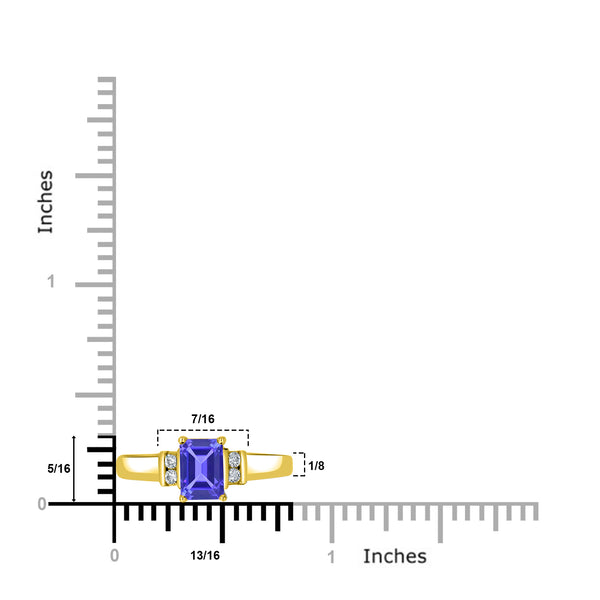 1.05ct Emerald Cut Tanzanite Ring with 0.09 cttw Diamond