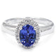 1ctw Oval Tanzanite Ring With 0.09ctw Diamonds in 14k Gold & 18k Gold in AAAA Grade