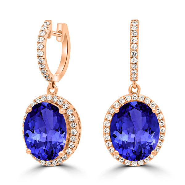 9.8ct Oval Tanzanite Earring with 0.58 cttw Diamond