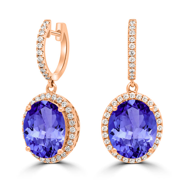 9.8ct Oval Tanzanite Earring with 0.58 cttw Diamond