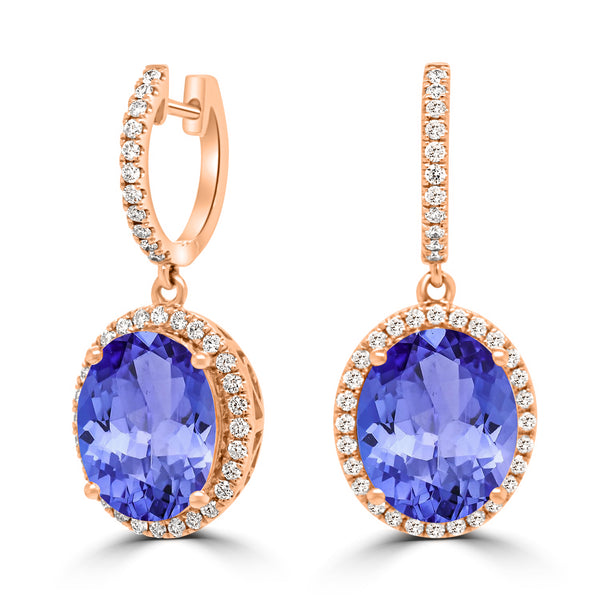 9.8ct Oval Tanzanite Earring with 0.58 cttw Diamond