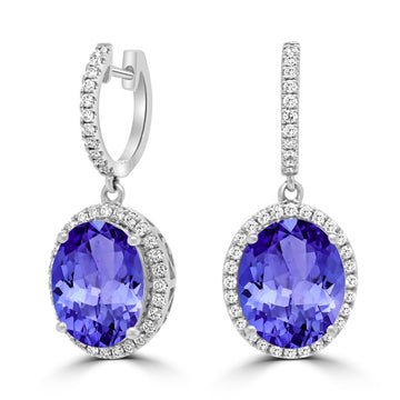 9.8ct Oval Tanzanite Earring with 0.58 cttw Diamond