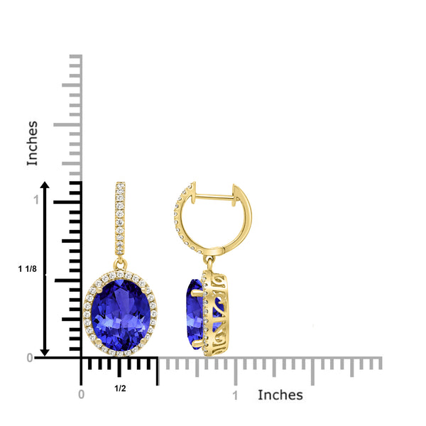 9.8ct Oval Tanzanite Earring with 0.58 cttw Diamond