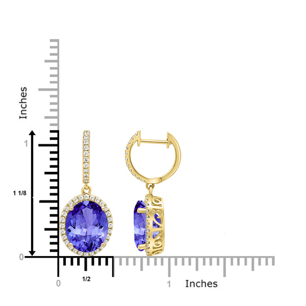 9.8ct Oval Tanzanite Earring with 0.58 cttw Diamond