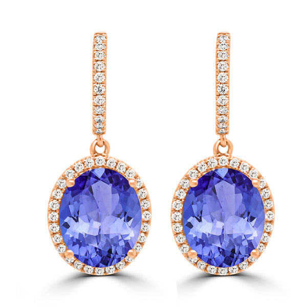 9.8ct Oval Tanzanite Earring with 0.58 cttw Diamond