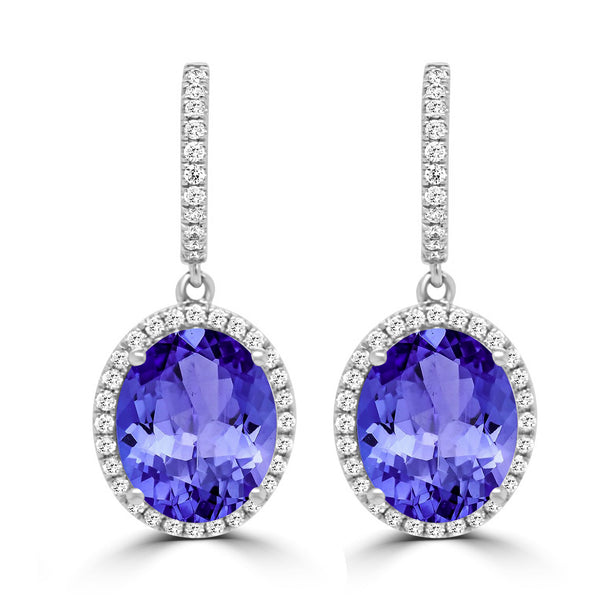 9.8ct Oval Tanzanite Earring with 0.58 cttw Diamond