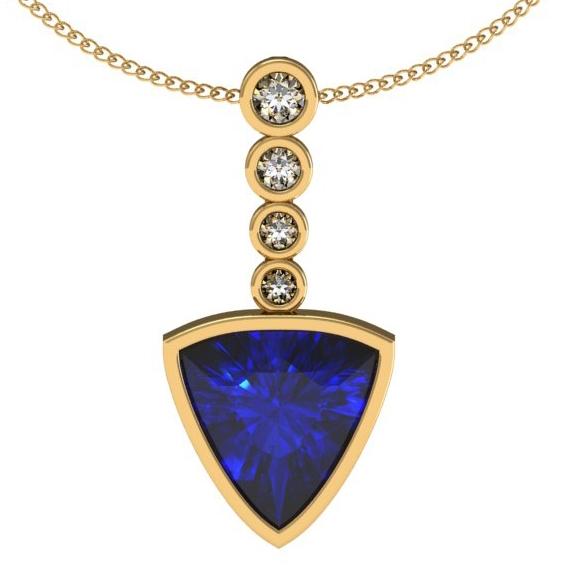 1.00ct Trillion Tanzanite Pendant With .05ctw Diamonds in 14k Gold & 18k Gold