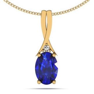 0.50ct Oval Tanzanite Pendant With 0.01ct Diamond in 14k Gold