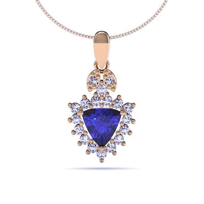 1.00ct Trillion Tanzanite Pendant With 0.43ctw Diamonds in 14k Rose Gold