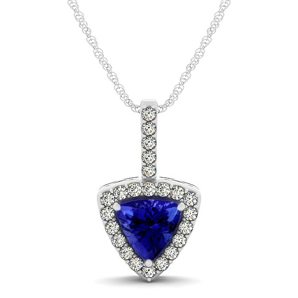 0.60ct Trillion Tanzanite Pendant With 0.184ctw Diamonds in 14k white Gold