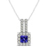 0.40ct Princess Cut Tanzanite Pendant With 0.448ctw Diamonds in 14k White Gold
