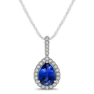 0.55ct Pear Tanzanite Pendant With 0.125ctw Diamonds in 14k white gold & 18k white gold