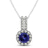 0.78ct Round Tanzanite Pendant With 0.11ctw Diamonds in 14k White Gold & 18k White Gold