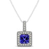0.80ct Princess Cut Tanzanite Pendant With 0.24ctw Diamonds in 14k White Gold