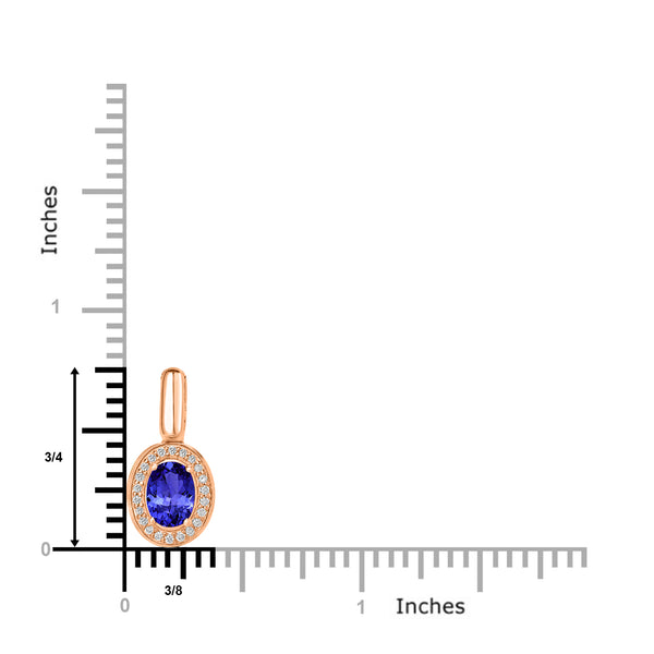 0.76ct Oval Tanzanite Pendant with 0.11 cttw Diamond