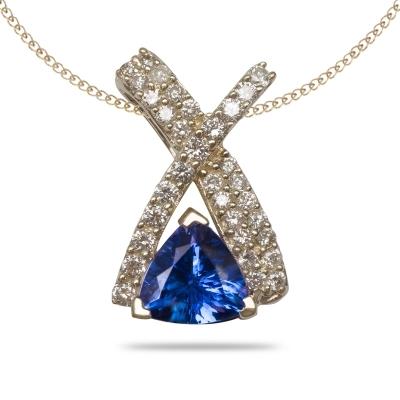 0.70ct Trillion Tanzanite Pendant With 0.017ctw Diamonds in 14k Gold & 18k Gold