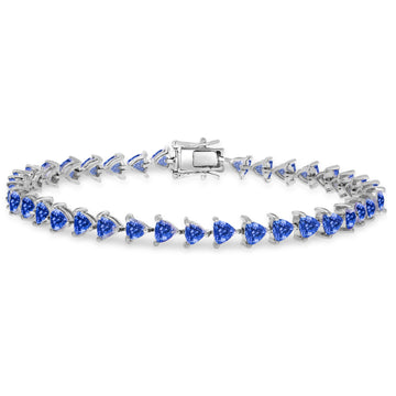 Tanzanite Trillion Tennis Bracelet 10cttw in 14K Gold