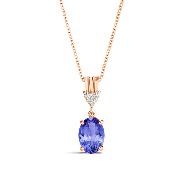 2.85ct Oval Tanzanite Pendant with 0.05 cttw Diamond