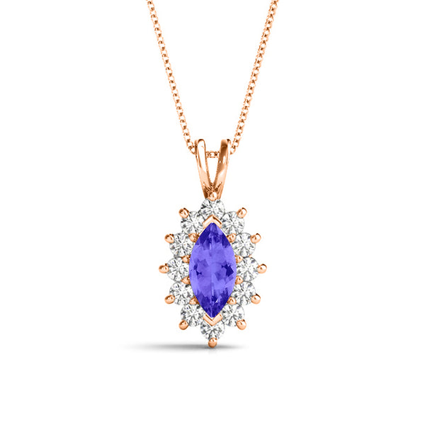 1ct Marquise Tanzanite Pendant with 0.5 cttw Diamond